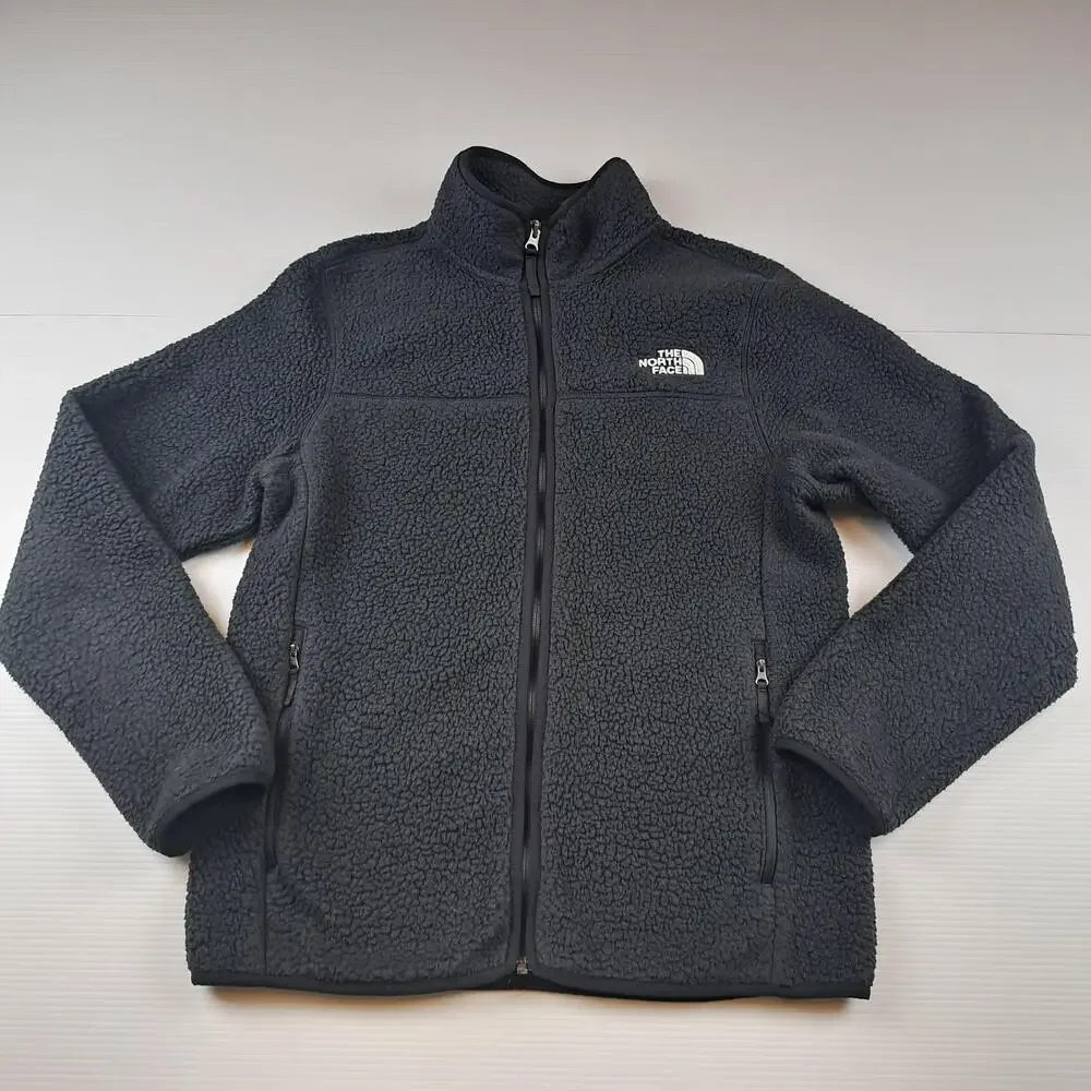 The North Face Jacket Mens Medium Black Sherpa Fleece Full Zip Outdoor Hiking